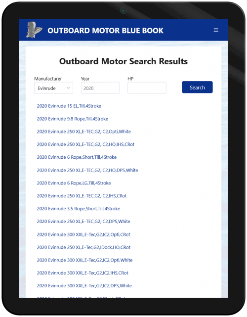 outboard motor blue book